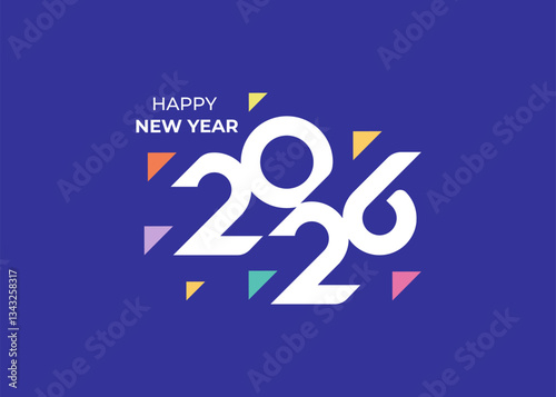 Happy New Year 2026 Greeting banner logo design illustration, Modern Creative and Colorful 2026 new year vector background