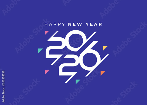 Happy New Year 2026 Greeting banner logo design illustration, Modern Creative and Colorful 2026 new year vector background