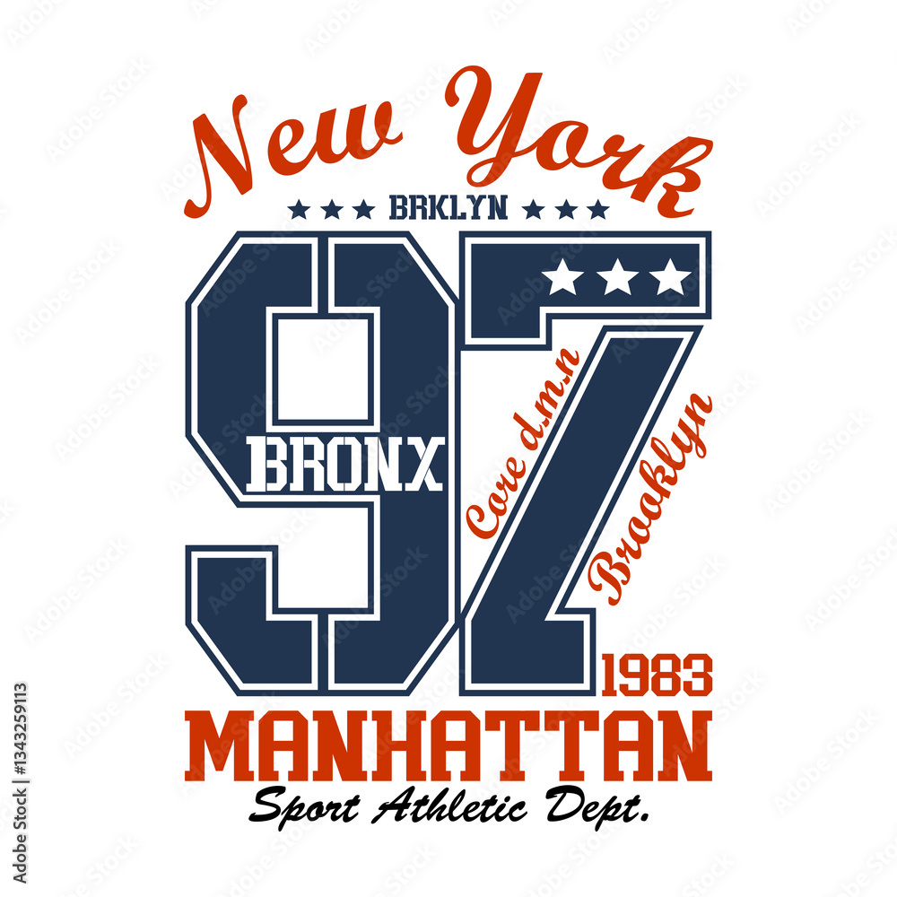 Fototapeta premium new york bronx 97 manhattan sport athletic vector typography