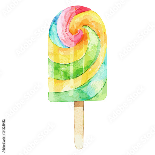 Illustration watercolor colorful popsicle vector