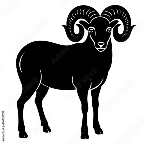 ram black silhouette vector, Simple silhouette Design vector icon with white background.