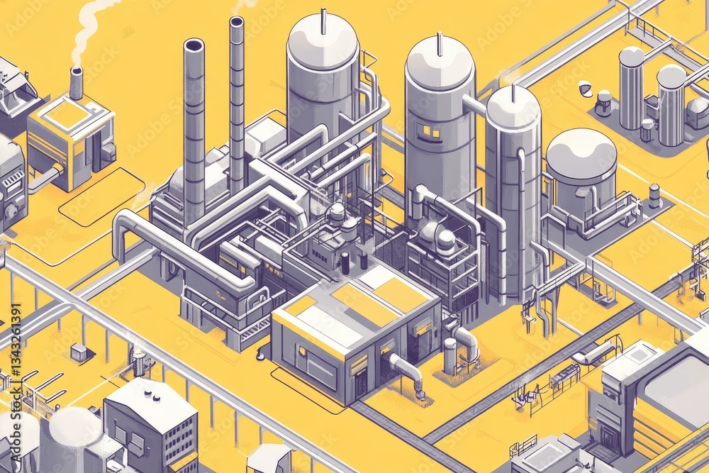 Fototapeta premium Industrial complex isometric view (5)