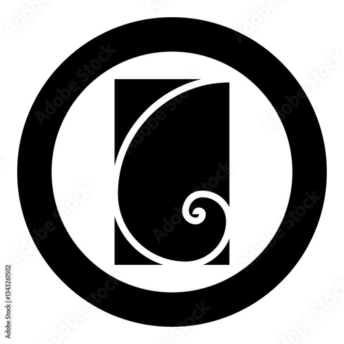 Golden ratio section Sacred geometry symbol ration proportions icon in circle round black color vector illustration image solid outline style