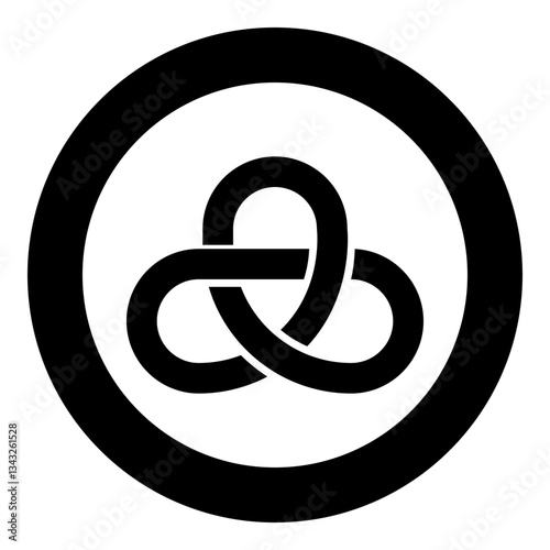 Gordian knot Sacred geometry symbol icon in circle round black color vector illustration image solid outline style