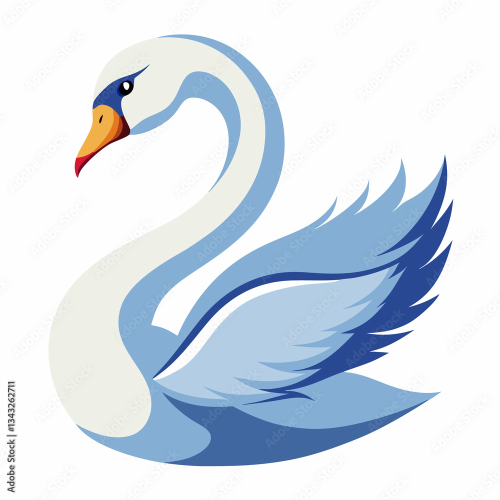 Fototapeta premium vector swan on white background