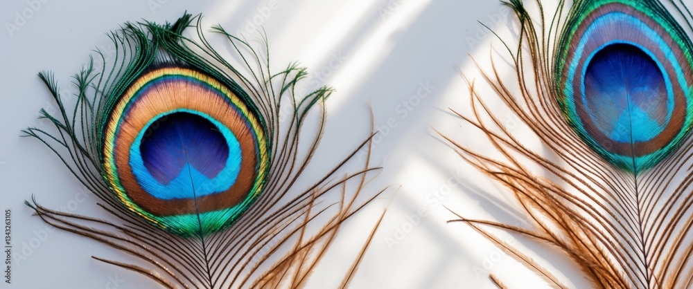 Fototapeta premium close up peacock feather texture background