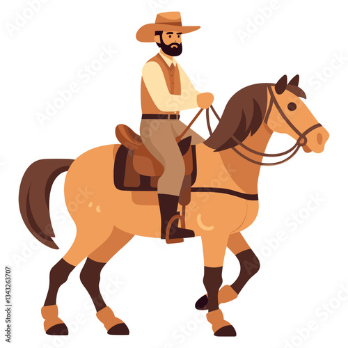 Man riding horse illustration cartoon style vector