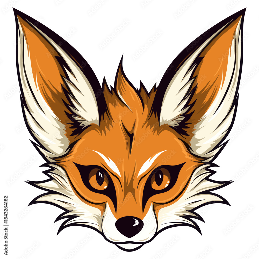 Fototapeta premium Fennec fox head retro logo illustration wildlife animal vector