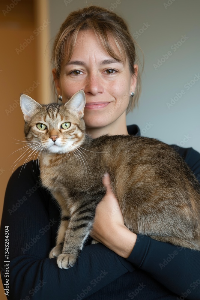 Φωτογραφία A woman is holding a cat in her arms