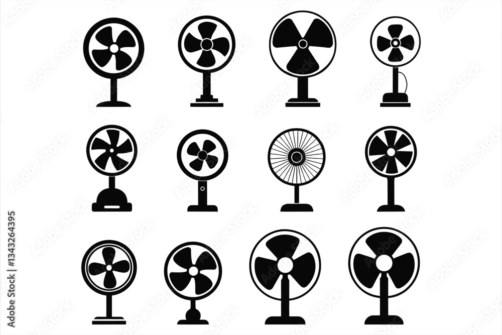Collection of Various Black and White Electric Fan Designs Collection of Various Black and White Electric Fan Designs