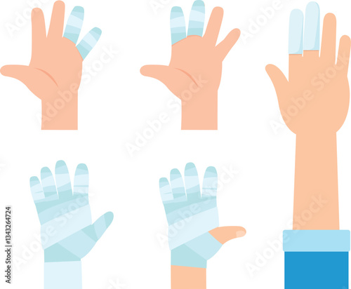 Set of injure hand illustration