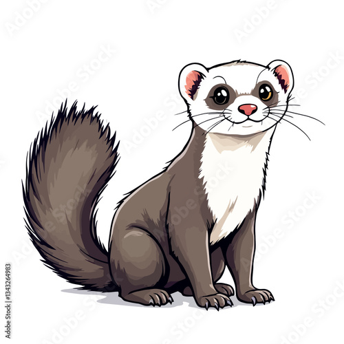 Vsai cute ferret sitting and showing its beautiful fur