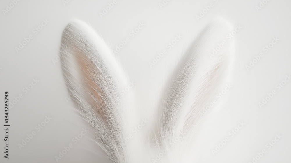 Obraz premium White fluffy bunny ears on a neutral background