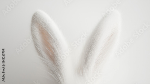 White fluffy bunny ears on a neutral background