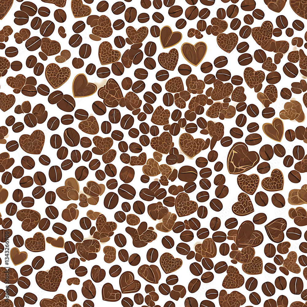 seamless pattern Realistic and artistic illustrations of coffee beans, brewing equipment, coffee cups for background or wallpaper seamless pattern Realistic and artistic illustrations of coffee beans, brewing equipment, coffee cups for background or wallpaper