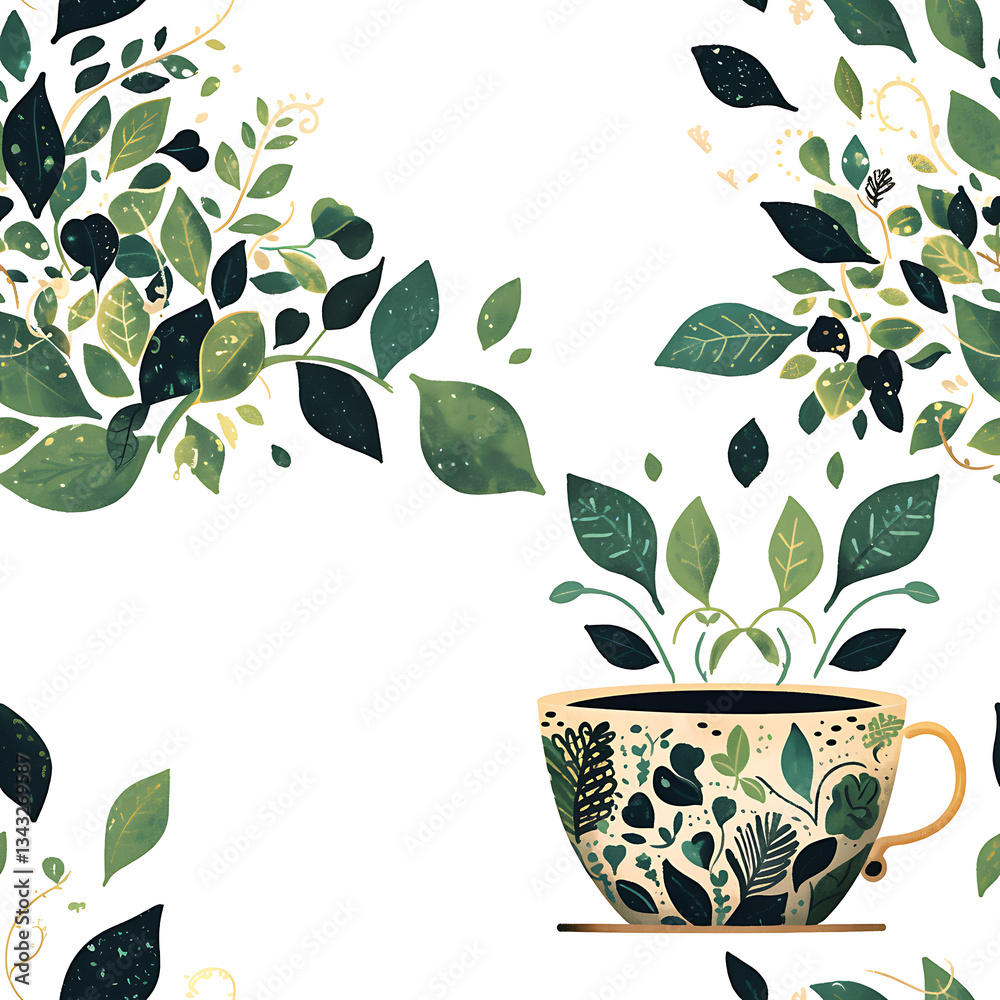 seamless pattern Realistic and artistic illustrations of coffee beans, brewing equipment, coffee cups for background or wallpaper seamless pattern Realistic and artistic illustrations of coffee beans, brewing equipment, coffee cups for background or wallpaper
