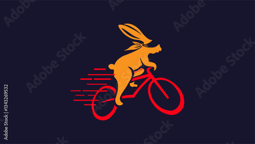 Rabbit cycling logo vector design
