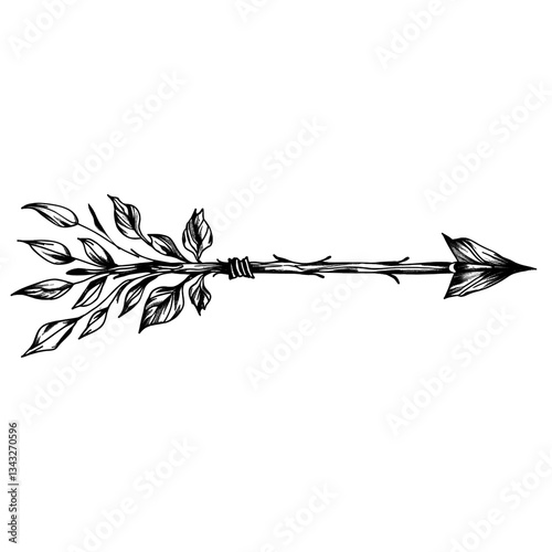 Line art arrow illustration sketch nature-inspired vector