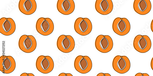 Orange apricot pattern design for fabric or wallpaper applications featuring vibrant colors