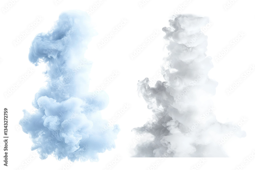Set of realistic smoke and fog clouds, isolated on transparent background Set of realistic smoke and fog clouds, isolated on transparent background