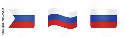 Free Download Russian flag icon. Flag of Russia vector sign. Russian national banner. White, blue and red emblem. Minimalistic simple Moscow banner in four different shapes - GFXLoad
