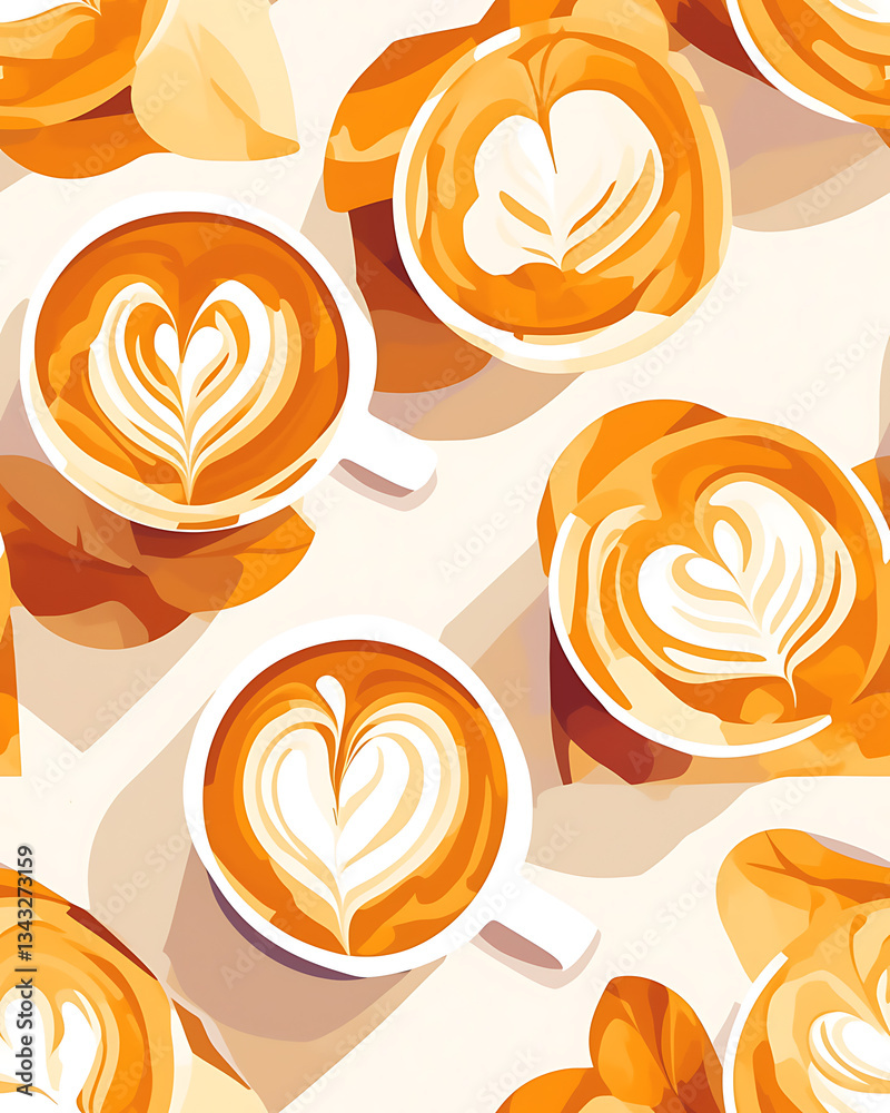 seamless pattern Realistic and artistic illustrations of coffee beans, brewing equipment, coffee cups for background or wallpaper seamless pattern Realistic and artistic illustrations of coffee beans, brewing equipment, coffee cups for background or wallpaper