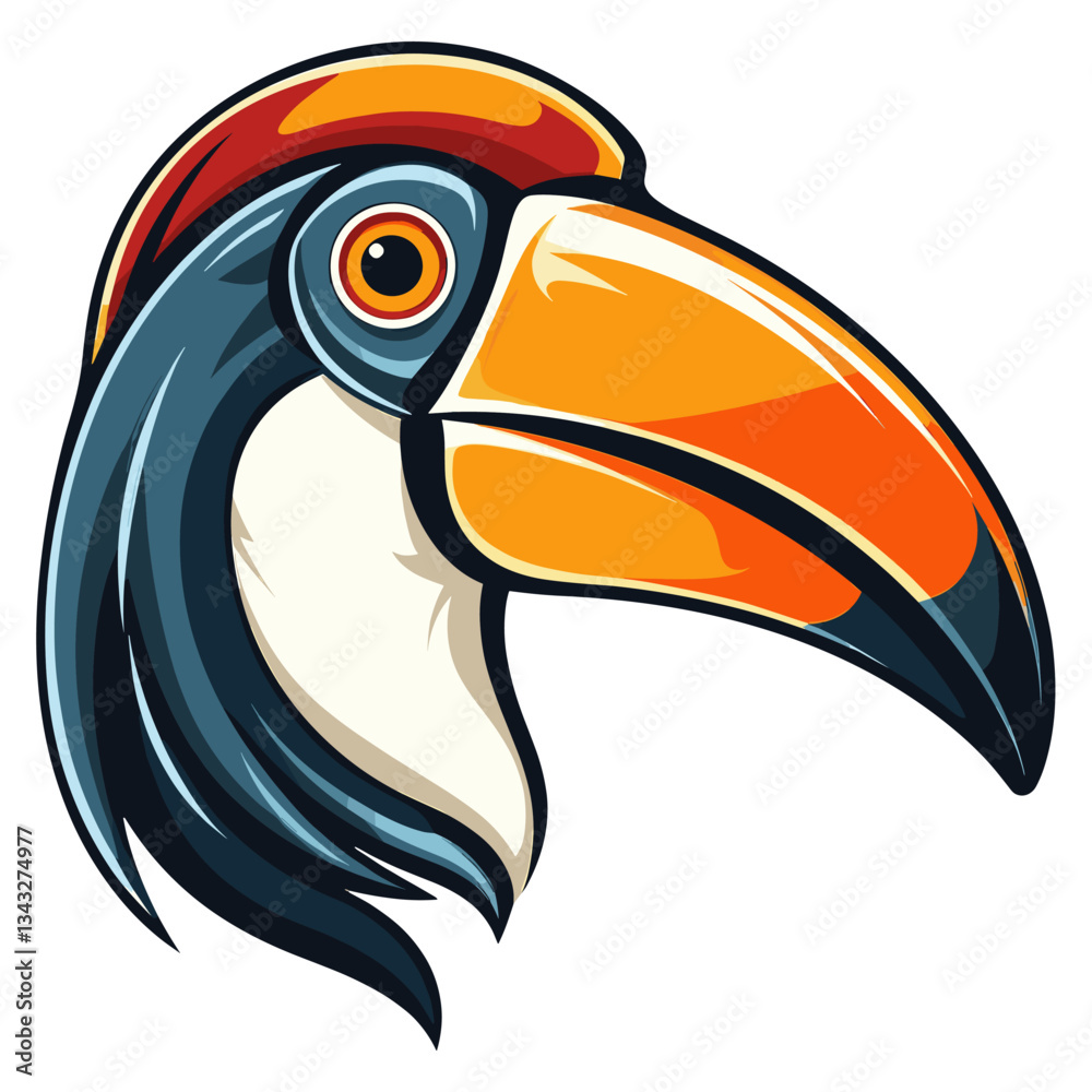 Fototapeta premium Toucan head retro logo illustration bird colorful vector