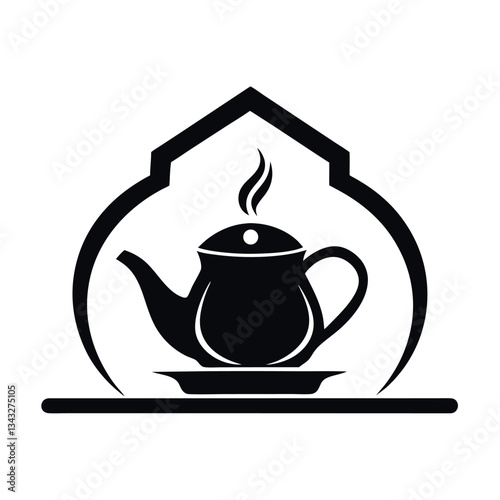      Tea house logo vector illustration.
