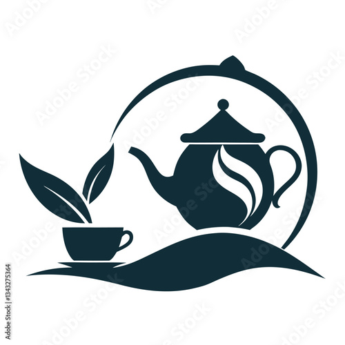      Tea house logo vector illustration.

