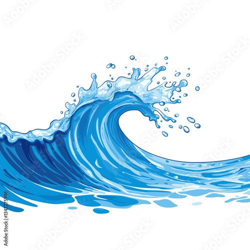 Water s curve shape splash illustration ocean blue vector