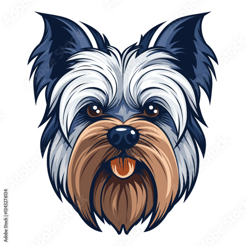 Yorkshire terrier face retro logo illustration animal dog vector