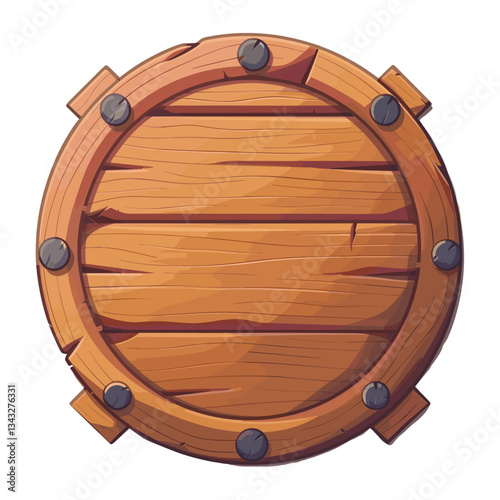 Wooden sign in circle shape illustration round art vector