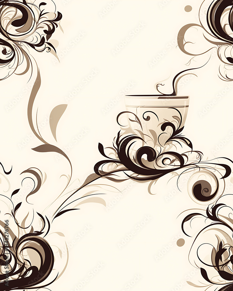 seamless pattern Realistic and artistic illustrations of coffee beans, brewing equipment, coffee cups for background or wallpaper seamless pattern Realistic and artistic illustrations of coffee beans, brewing equipment, coffee cups for background or wallpaper