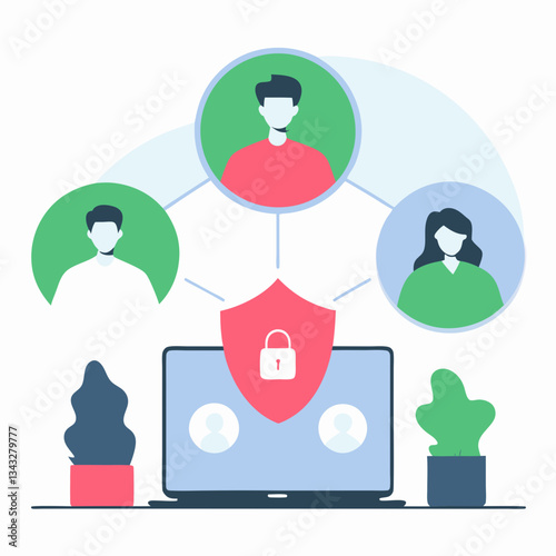 Cybersecurity Data Breach Identity Theft Roundish Flat Vector
