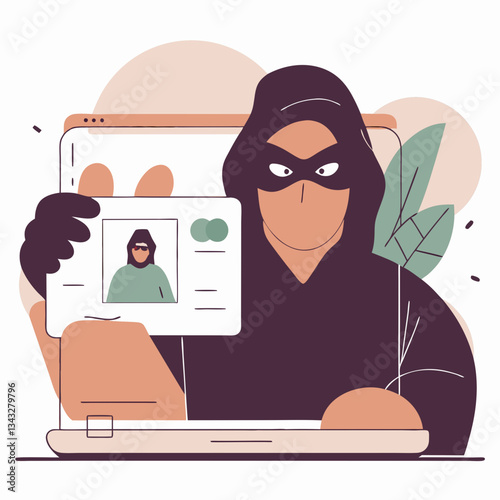 Cybersecurity Data Breach Identity Theft Roundish Flat Vector