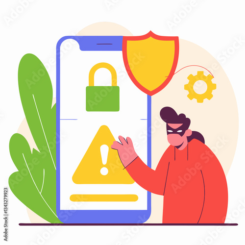 Cybersecurity Data Breach Identity Theft Roundish Flat Vector