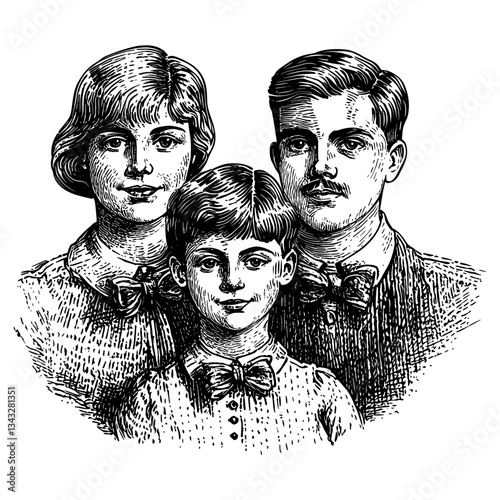 Family portraits art illustrated photography vector