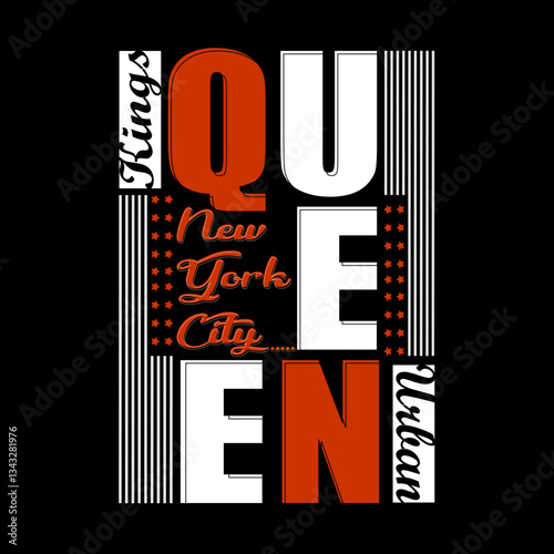 queens new york city kings urban typography vector design