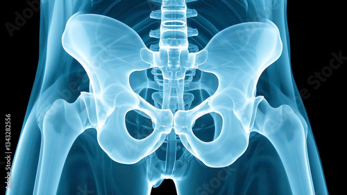 3D Render of a Modern and Futuristic X-Ray Scan of a Human Pelvis