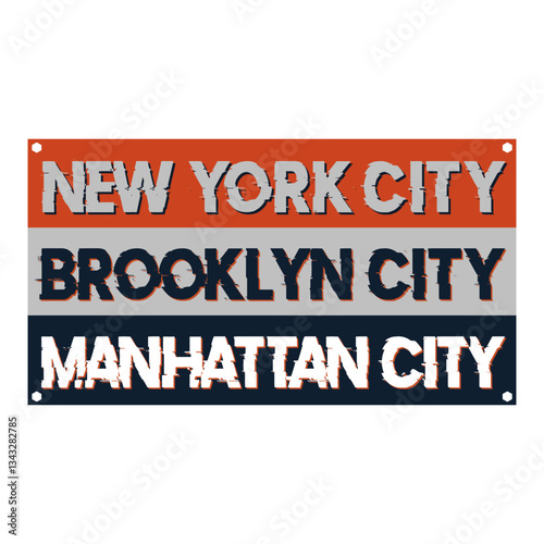new york brooklyn manhattan city grunge street sign vector