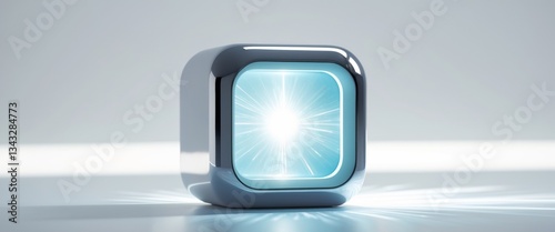 Futuristic technology cube with glowing core