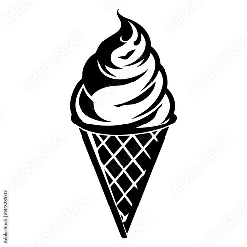 Ice cream illustration dessert black vector
