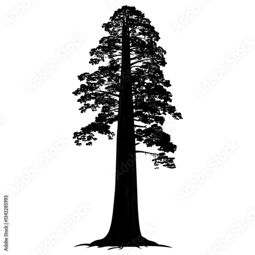 Tall redwood tree silhouette illustration black vector