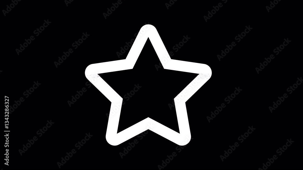 Icon star is distorted. Glitch. Noise, chromatic aberration, geometric distortion. Transparent background, looped. In-Out looped. Alpha BW at the end Icon star is distorted. Glitch. Noise, chromatic aberration, geometric distortion. Transparent background, looped. In-Out looped. Alpha BW at the end