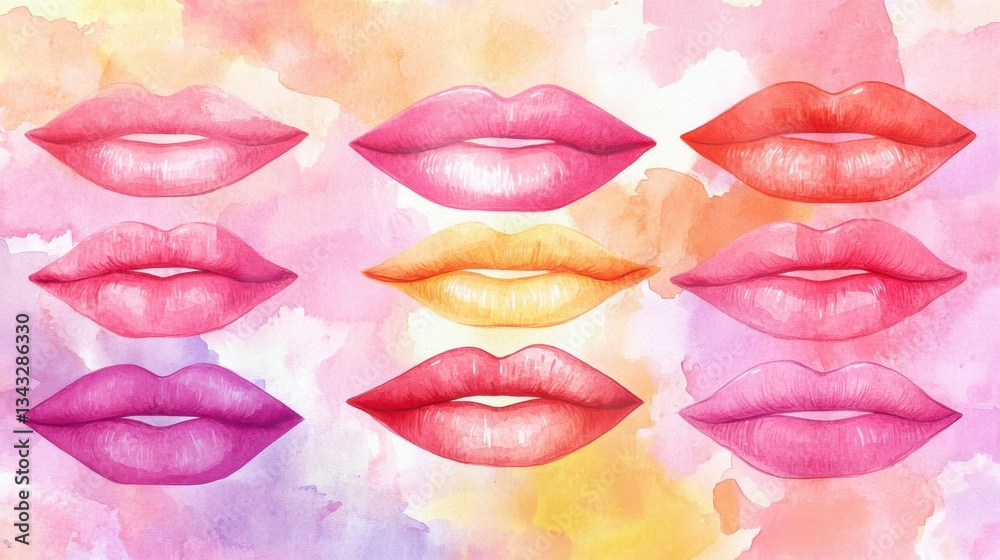 Diseño de labios en acuarela
