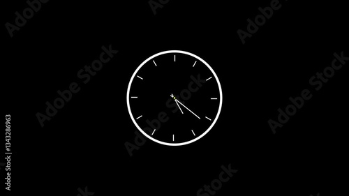 Wallpaper Mural abstract  white color analog  clock icon animation, on a black background, and 4k video. Torontodigital.ca