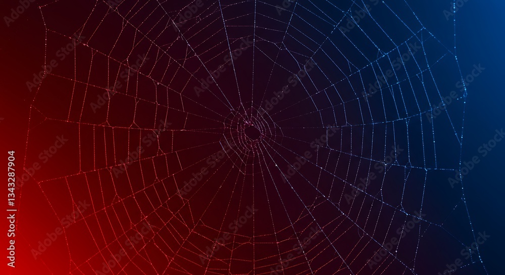 Obraz premium Abstract Red And Blue Network Background With Lines And Points