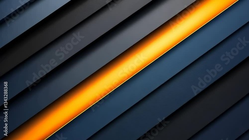 Abstract diagonal stripes of dark blue, gray, and orange.  Layered geometric design with a highlighted central stripe