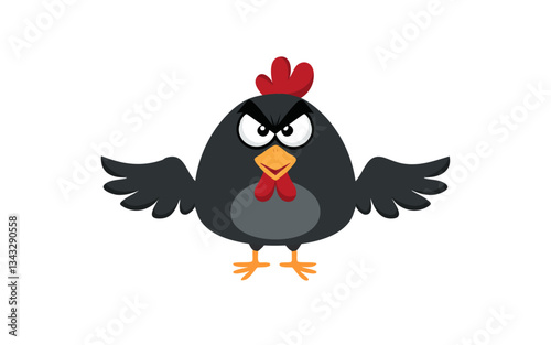angry black chicken funny cartoon character