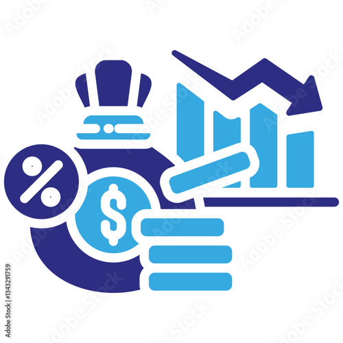 Income icon in Glyph Dual Color Style. Simple Vector Design. Simple Vector Glyph Icon